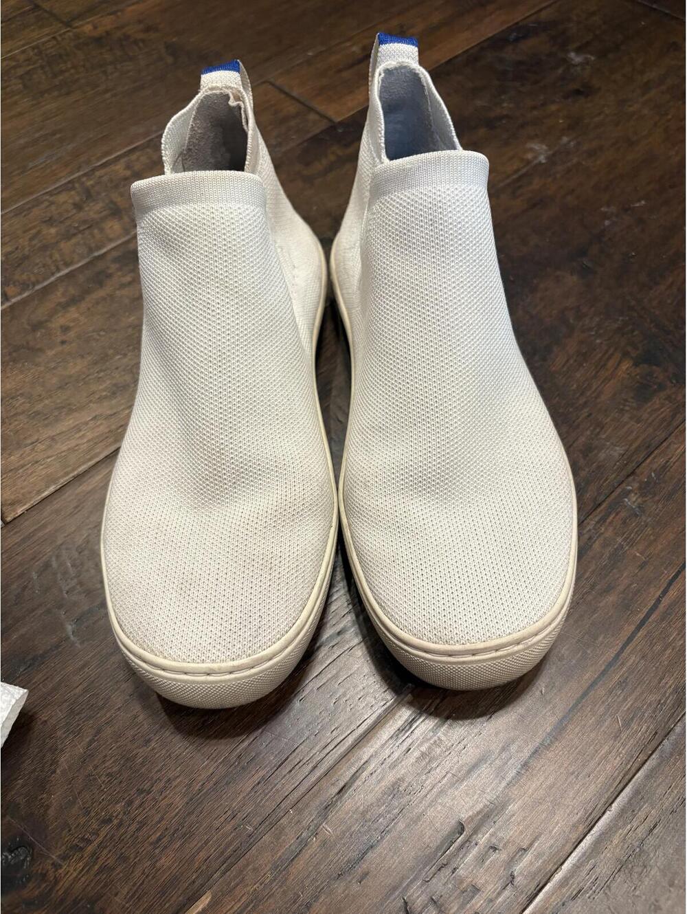 Rothy's The Chelsea ankle boots in bright white fabric.